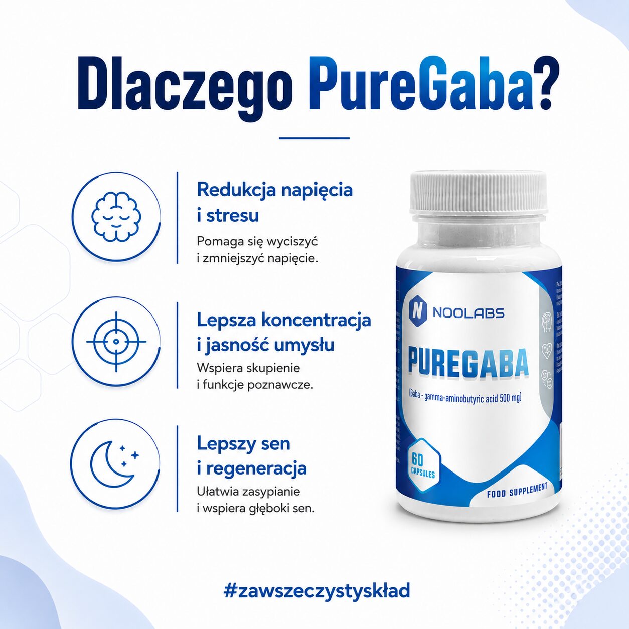 Dlaczego PureGABA — wyciszenie, spokojny sen, redukcja stresu